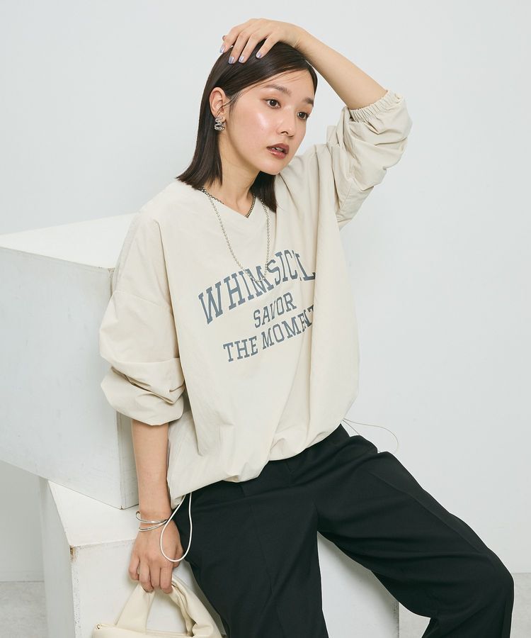 armonia「ナイロンロゴVネックプルオーバー」|チュニック|