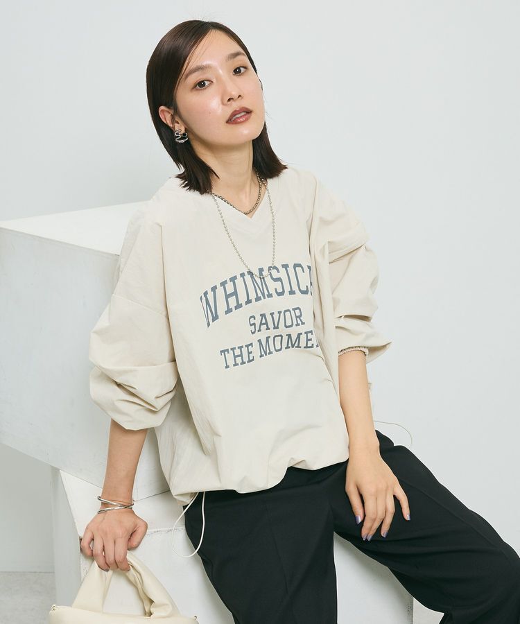 armonia「ナイロンロゴVネックプルオーバー」|チュニック|