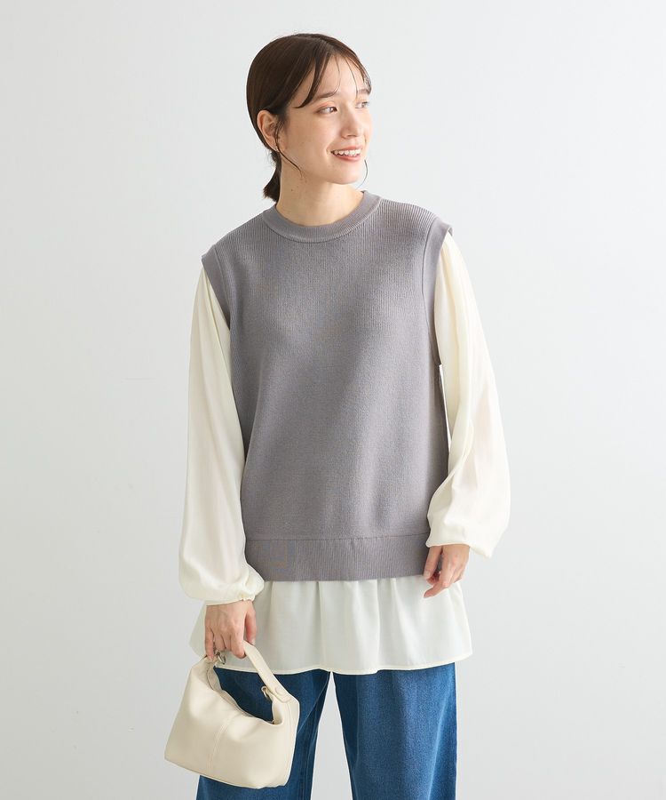 Green Parks「布帛ドッキングニットチュニック」|チュニック|Gray Mixture