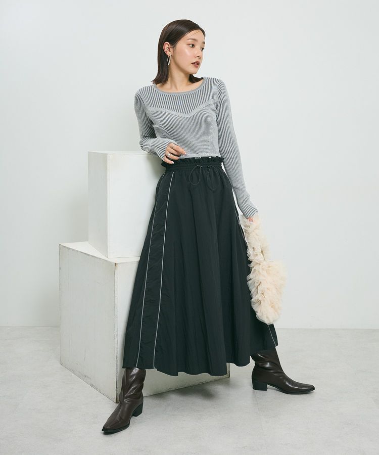 Green Parks「ナイロンラインフレアスカート」|フレア|