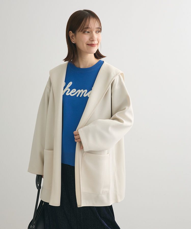 Green Parks「ポンチフード付きカットカーディガン」|カーディガン|Ecru