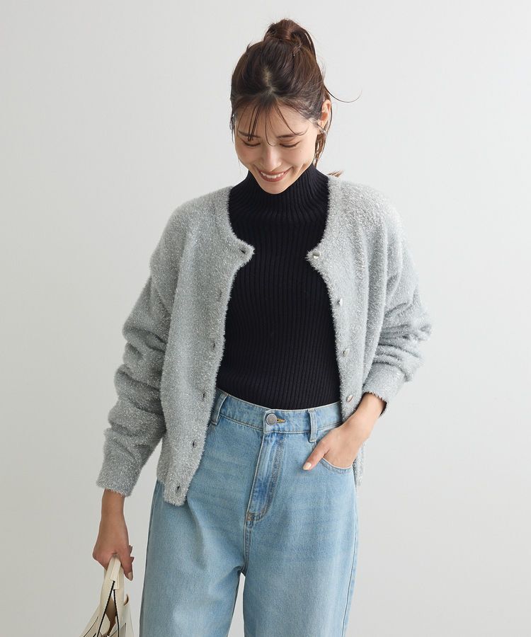 Green Parks「シャギーギラギララメカーディガン」|カーディガン|Light Gray