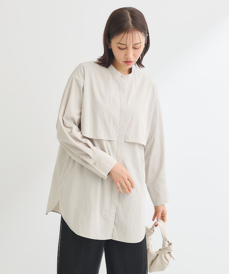 Green Parks「イージーケア比翼フライヨークチュニック」|シャツ・ブラウス|Beige