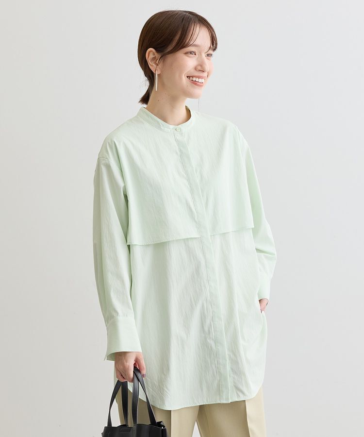 Green Parks「イージーケア比翼フライヨークチュニック」|シャツ・ブラウス|Lime Green