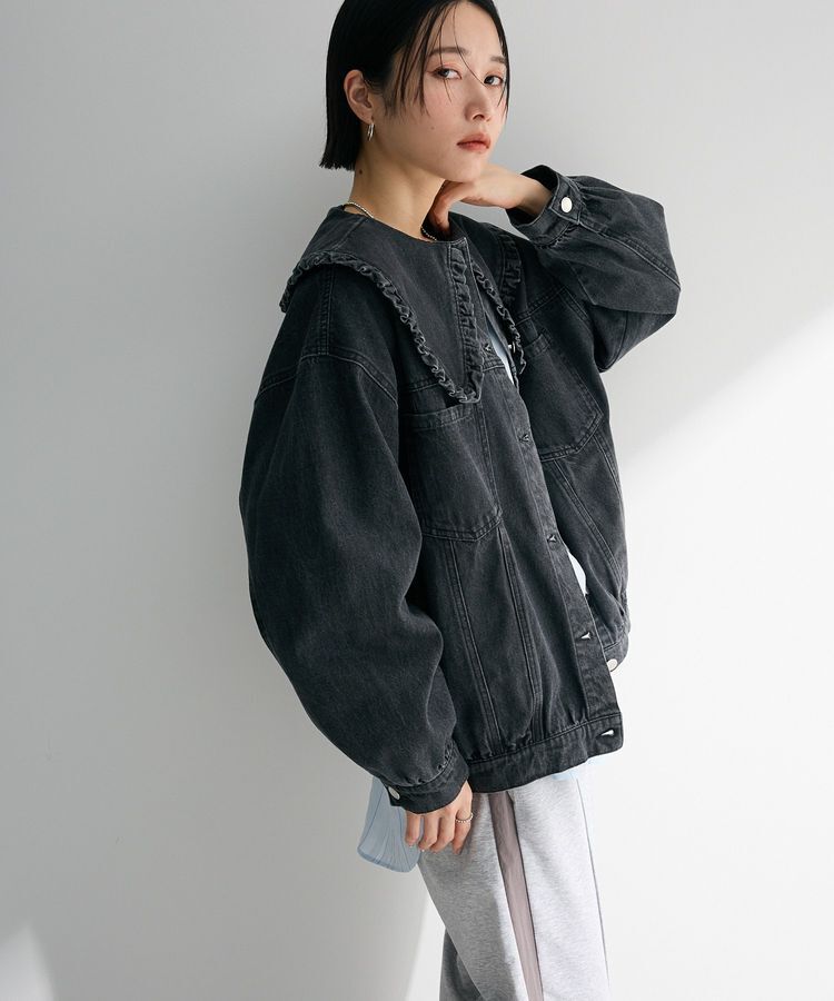 Green Parks「・DOUBLE FLAGS フリルカラーGジャン」|テーラードジャケット|