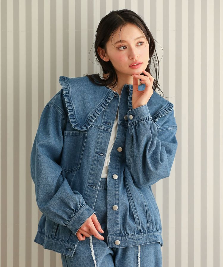 Green Parks「・DOUBLE FLAGS フリルカラーGジャン」|テーラードジャケット|