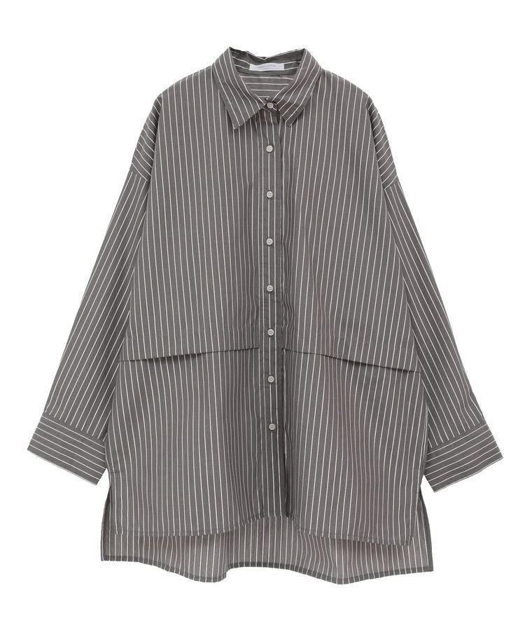 Green Parks「ラメストライプタックシャツチュニック」|シャツ・ブラウス|