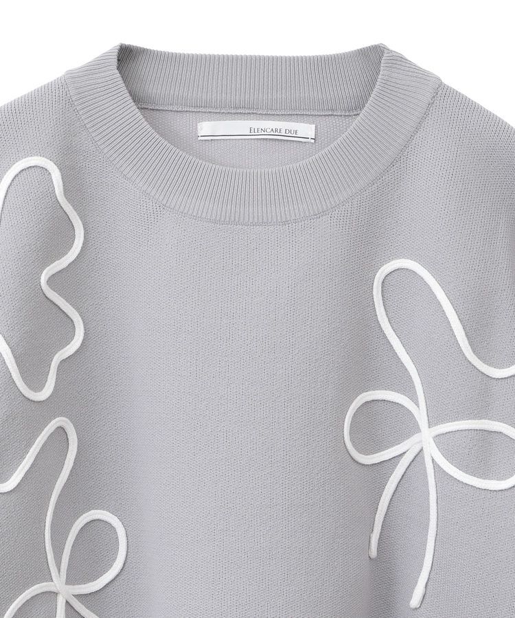 Green Parks「・ELENCARE DUE ライン刺繍5分袖ニット」|ニット・セーター|