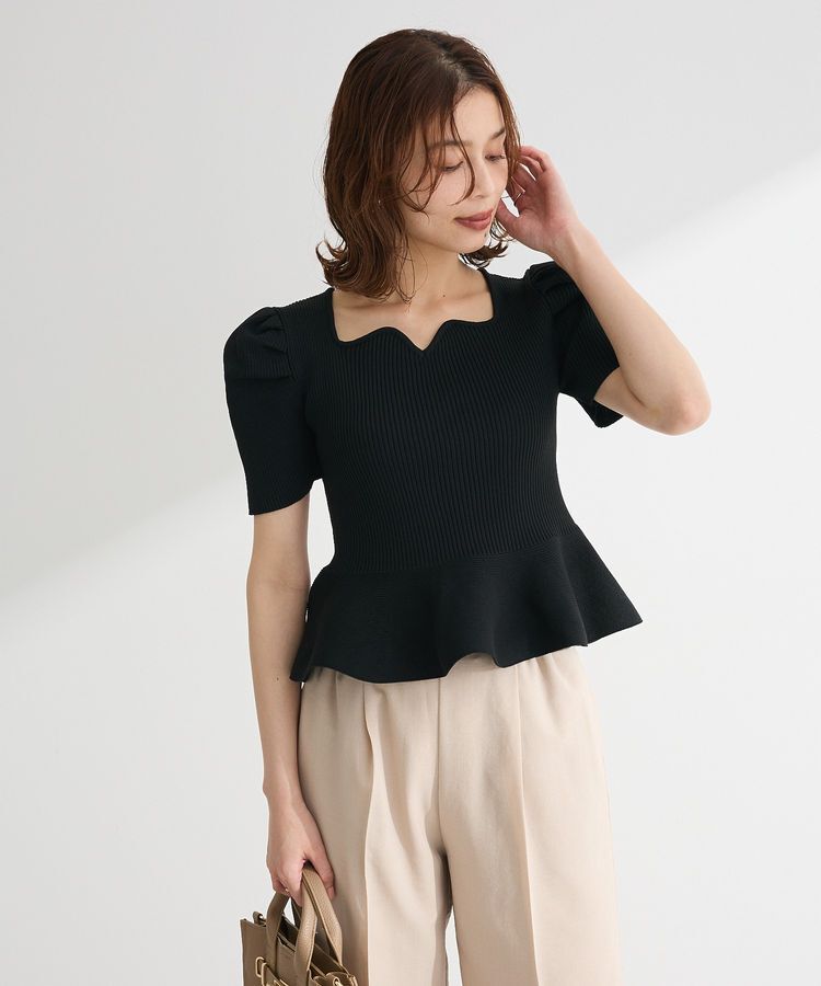 Green Parks「・swing by ハートネックペプラムニット」|ニット・セーター|