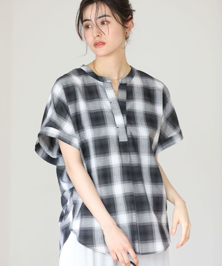 Green Parks「綿麻混フレンチスリーブスキッパーシャツ」|シャツ・ブラウス|