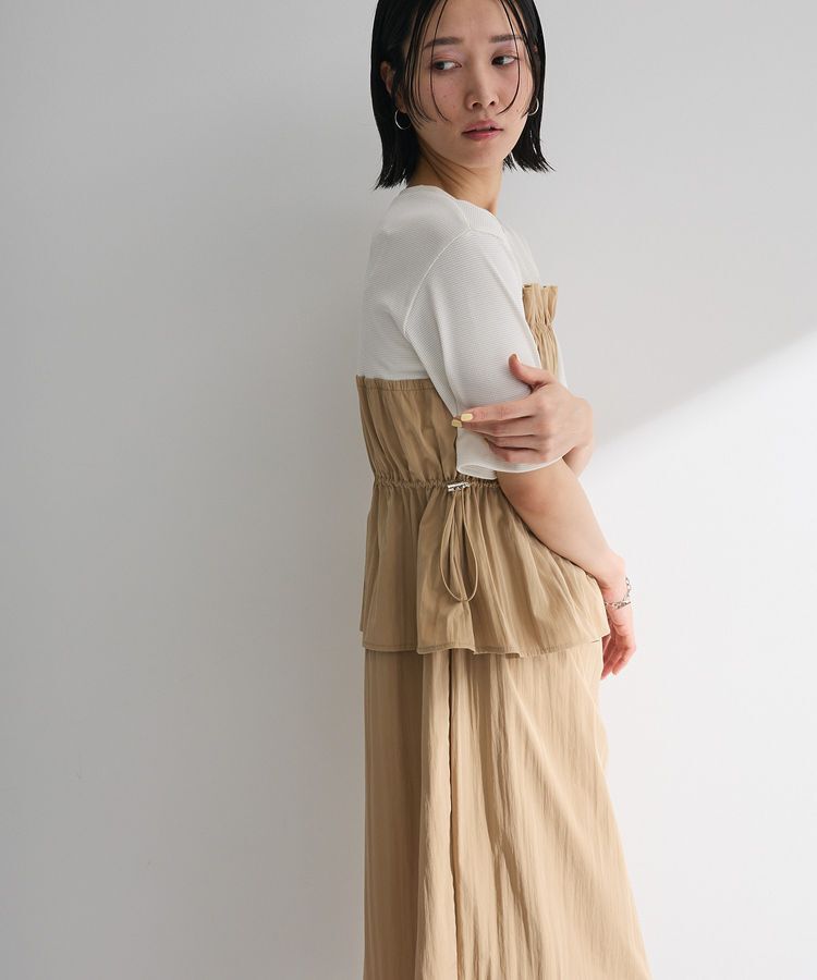 Green Parks「ラメリブペプラムドッキングワンピース」|ワンピース|