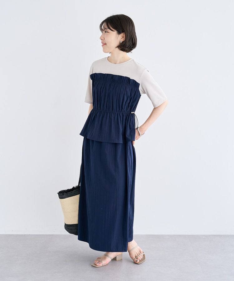 Green Parks「ラメリブペプラムドッキングワンピース」|ワンピース|