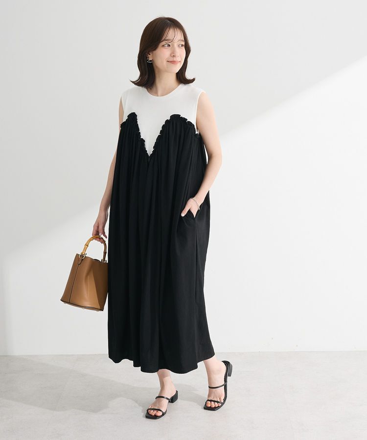 Green Parks「・SUGAR SPOON ギャザーノースリーブワンピ」|ワンピース|Off White