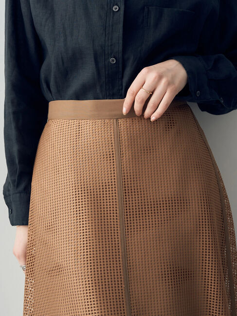 YECCA VECCA「スクエアメッシュフレアスカート」|フレア|