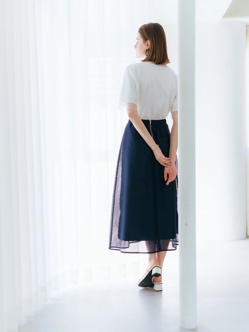 YECCA VECCA「スクエアメッシュフレアスカート」|フレア|