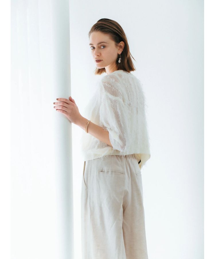 YECCA VECCA「2wayフリンジリボンニット」|ニット・セーター|