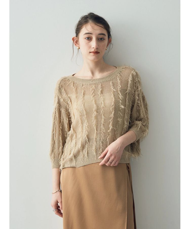 YECCA VECCA「2wayフリンジリボンニット」|ニット・セーター|
