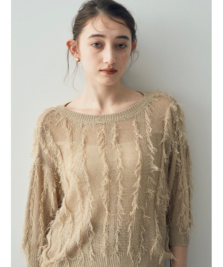 YECCA VECCA「2wayフリンジリボンニット」|ニット・セーター|