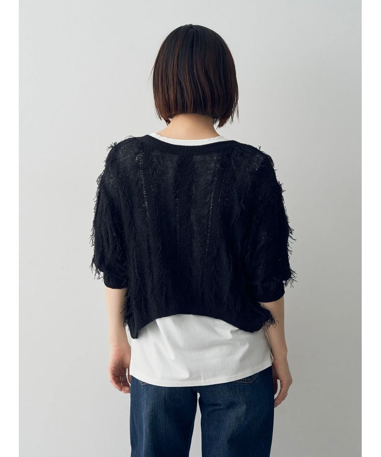 YECCA VECCA「2wayフリンジリボンニット」|ニット・セーター|