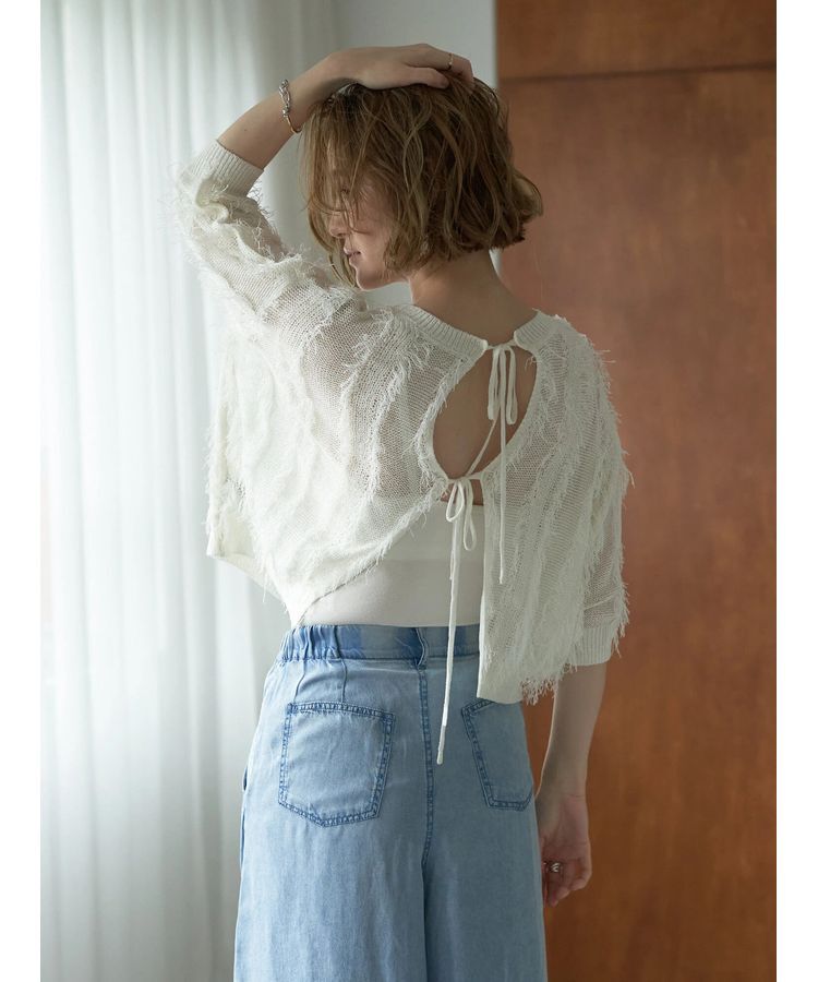 YECCA VECCA「2wayフリンジリボンニット」|ニット・セーター|