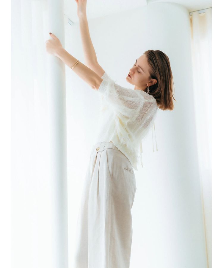 YECCA VECCA「2wayフリンジリボンニット」|ニット・セーター|