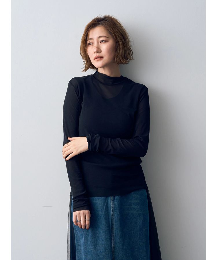 YECCA VECCA「ハイネックシアートップス」|Tシャツ・カットソー|Black