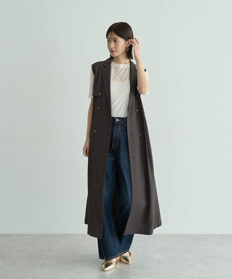 YECCA VECCA「クルーネック5分袖シアートップス」|Tシャツ・カットソー|