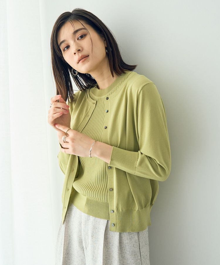 YECCA VECCA「【接触冷感】マシンウォッシャブルクルーネックカーディガン」|カーディガン|