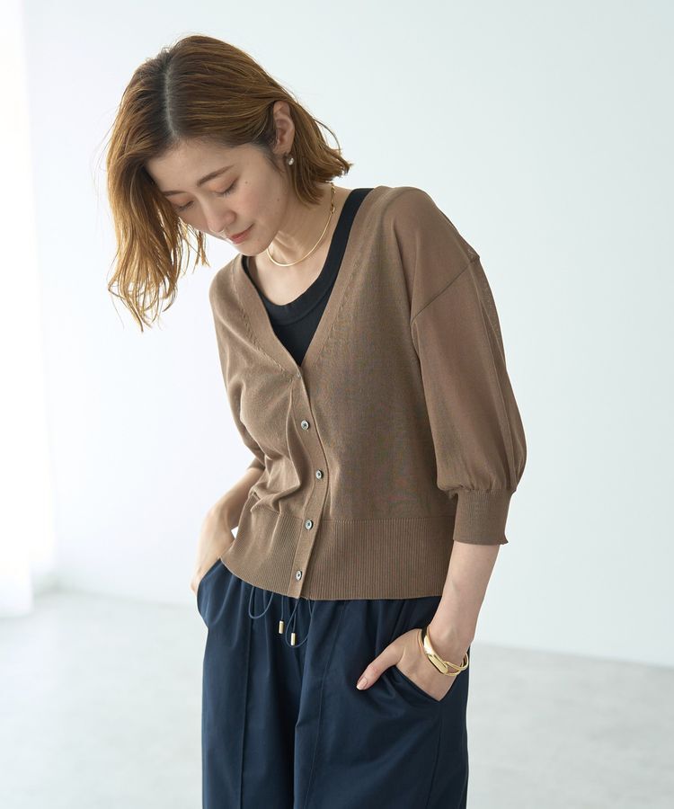 YECCA VECCA「シアーニットVネックカーディガン」|カーディガン|