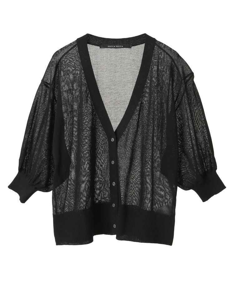 YECCA VECCA「シアーニットVネックカーディガン」|カーディガン|