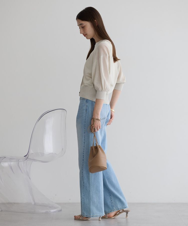 YECCA VECCA「シアーニットVネックカーディガン」|カーディガン|