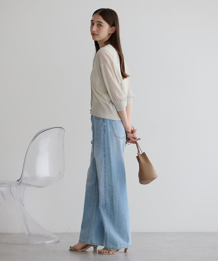 YECCA VECCA「シアーニットVネックカーディガン」|カーディガン|