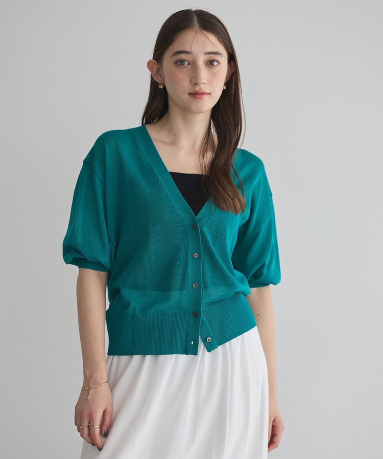 YECCA VECCA「シアーニットVネックカーディガン」|カーディガン|