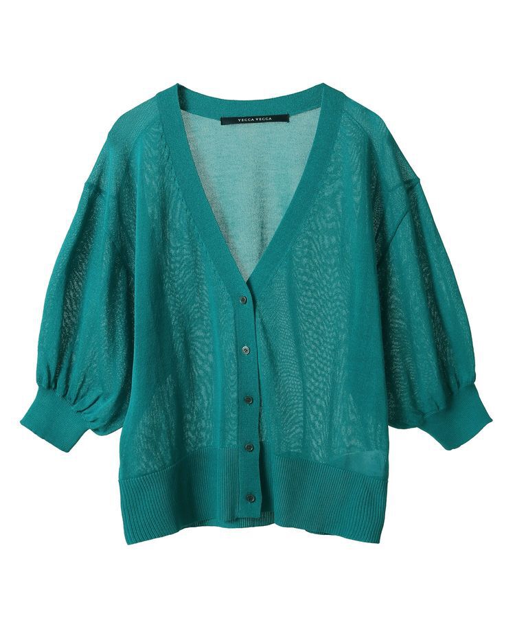 YECCA VECCA「シアーニットVネックカーディガン」|カーディガン|