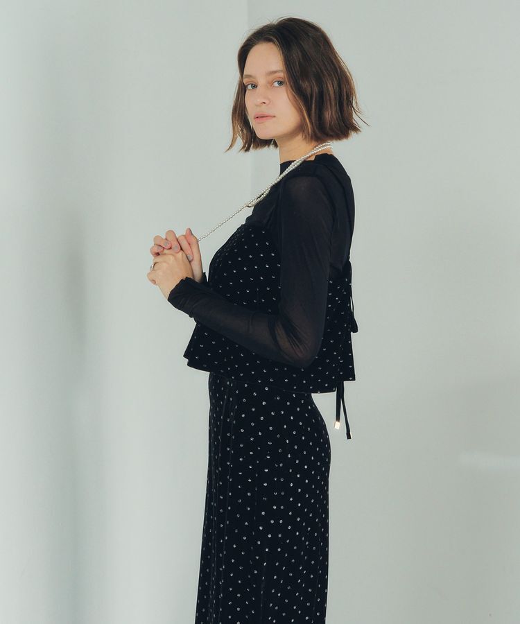 YECCA VECCA「グリッタードットベロアオーバーキャミ」|キャミソール|