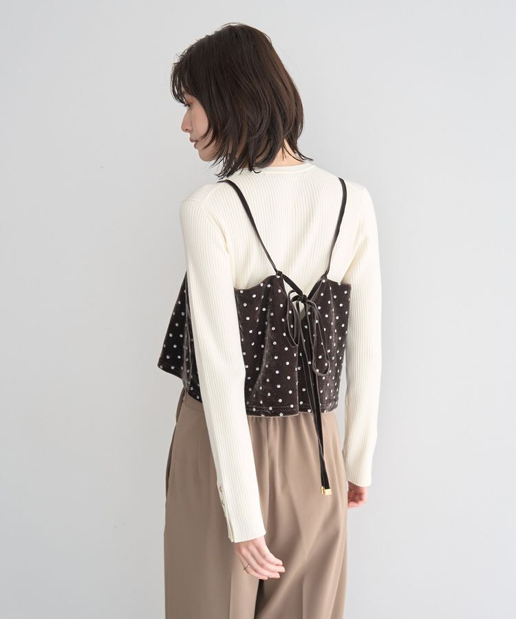 YECCA VECCA「グリッタードットベロアオーバーキャミ」|キャミソール|