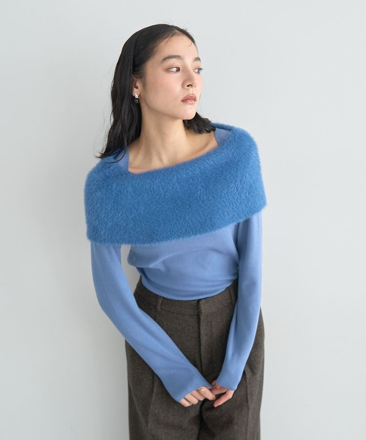 YECCA VECCA「ファーMIXオフショルニット」|ニット・セーター|