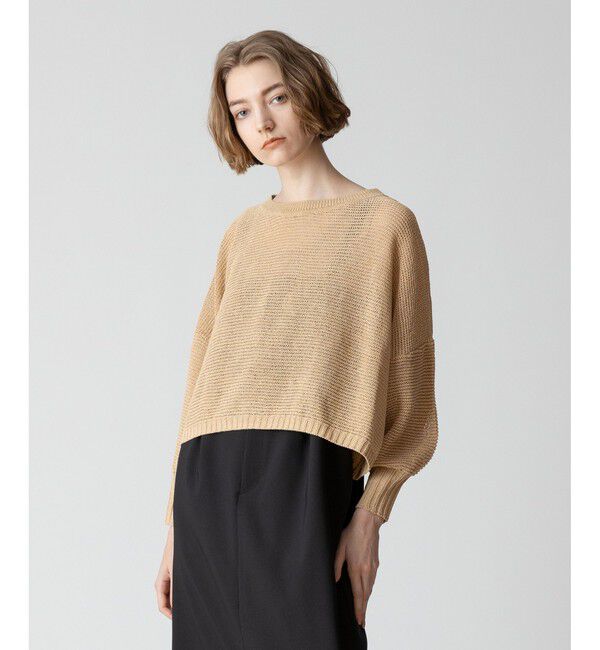 allureville「ドロップ天竺クロップドプルオーバー」|ニット・セーター|ベージュ