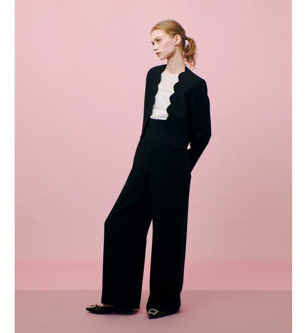 LOULOU WILLOUGHBY「【LOULOU WILLOUGHBY】ダブルクロスハイウエストサスペンダーパンツ」|オールインワン|