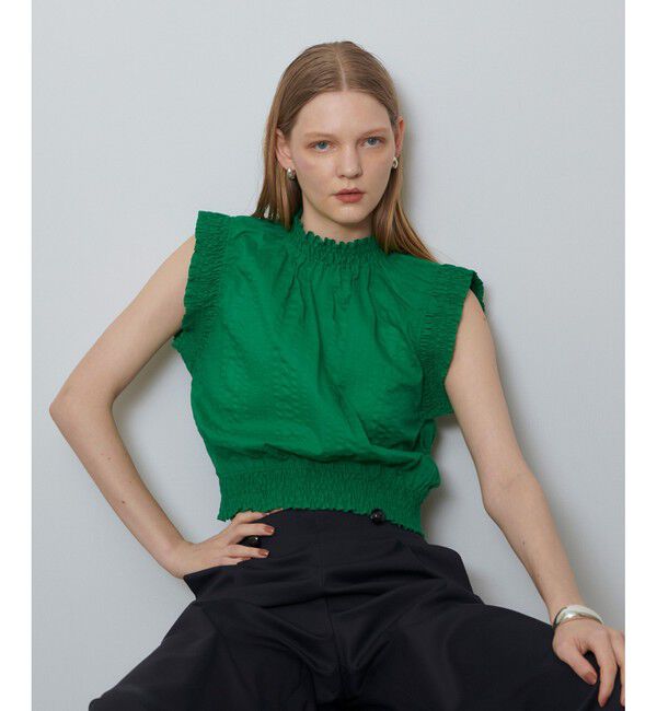 allureville「シャーリングプルオーバー」|シャツ・ブラウス|グリーン