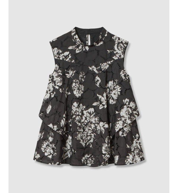 LOULOU WILLOUGHBY「【LOULOU WILLOUGHBY】モノトーンフラワー刺繍ブラウス」|シャツ・ブラウス|