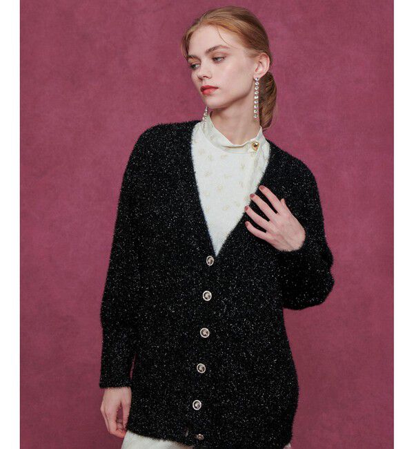 LOULOU WILLOUGHBY「【LOULOU WILLOUGHBY】フィルムラメミドルカーディガン」|カーディガン|