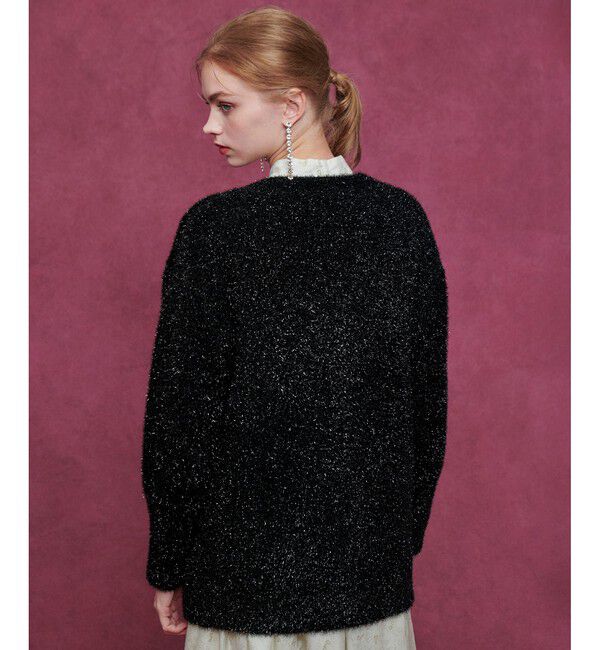 LOULOU WILLOUGHBY「【LOULOU WILLOUGHBY】フィルムラメミドルカーディガン」|カーディガン|