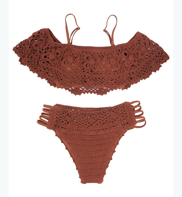 SEA DRESS「クロシェオフショルダーバンドゥビキニ」|ビキニ|ブラウン