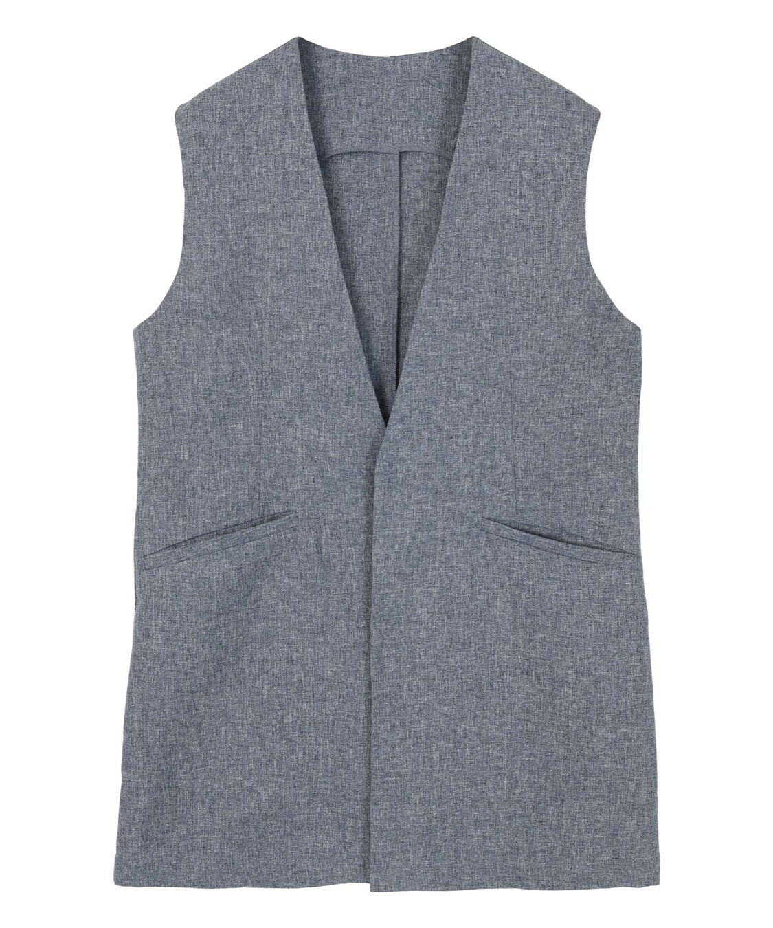 ur's「リネンライクVネックノーカラージレ」|ベスト・ジレ|