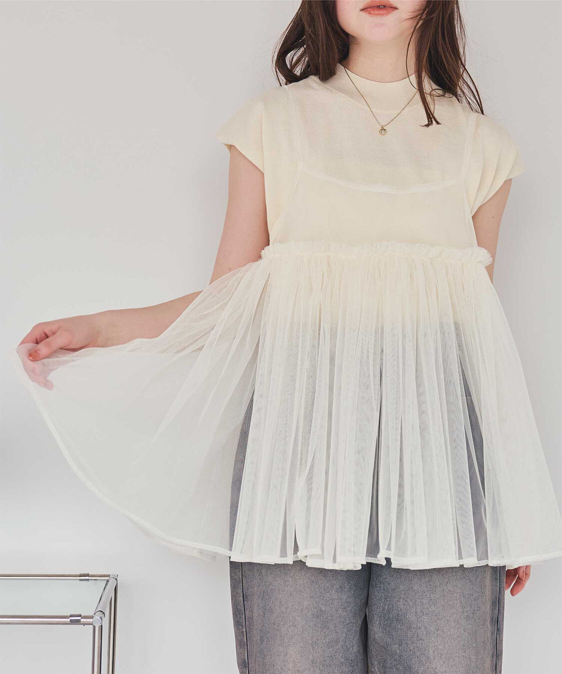 titivate「ボリュームチュールキャミソールトップス」|キャミソール|