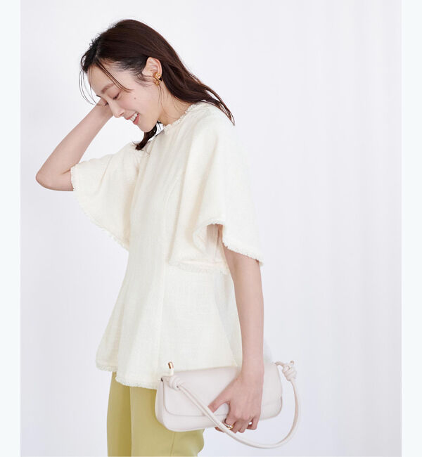 ur's「サマーツイードフレアスリーブペプラムトップス」|Tシャツ・カットソー|アイボリー