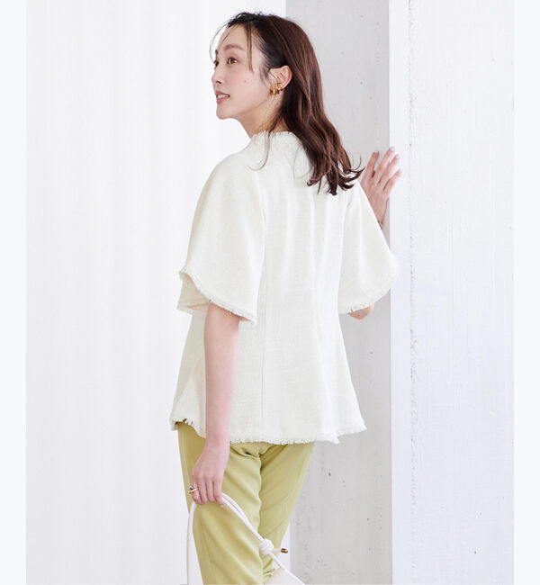 ur's「サマーツイードフレアスリーブペプラムトップス」|Tシャツ・カットソー|