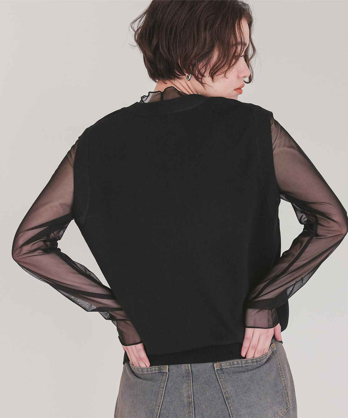 titivate「ベーシックフロント釦ニットベスト」|ニット・セーター|