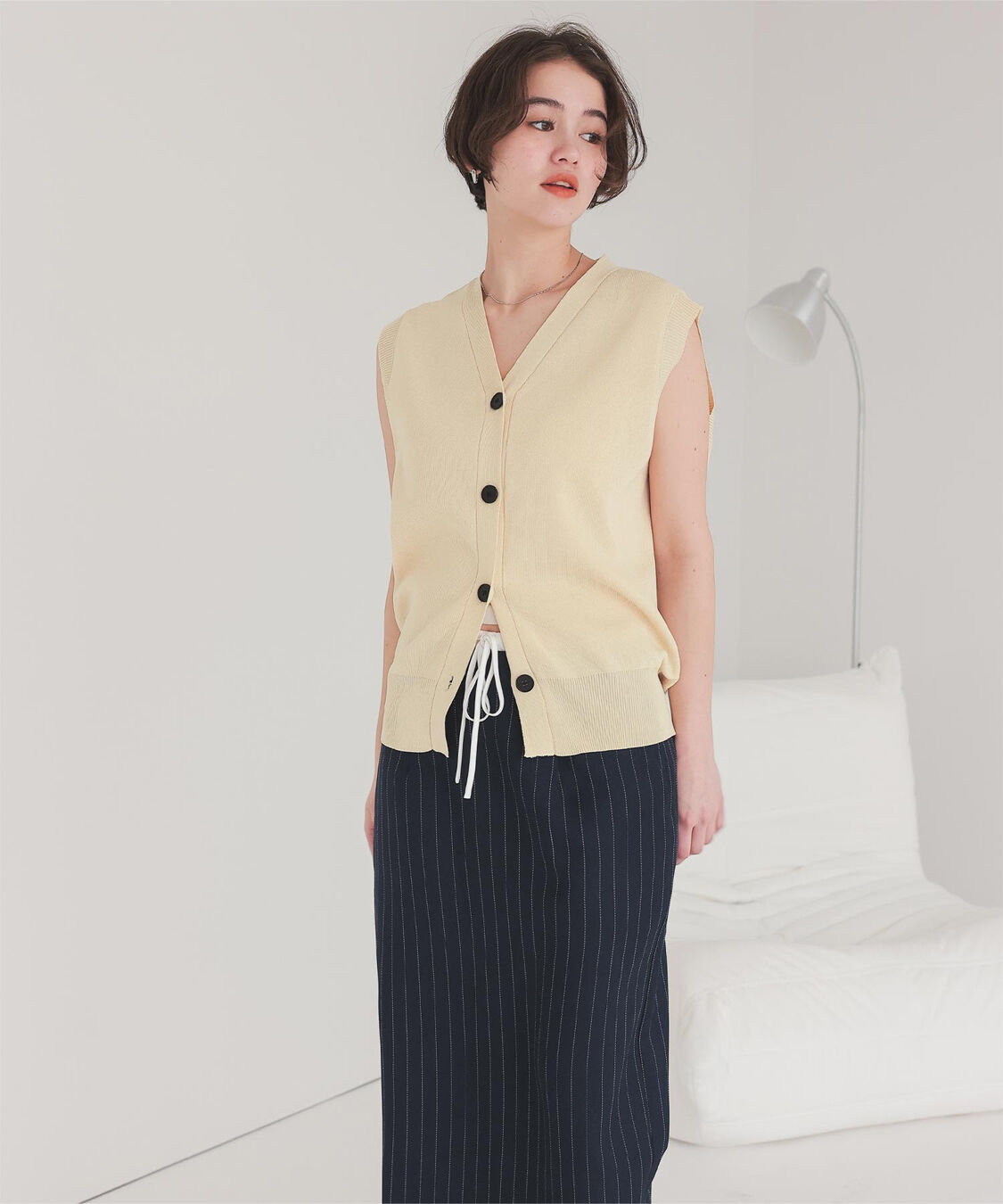 titivate「ベーシックフロント釦ニットベスト」|ニット・セーター|
